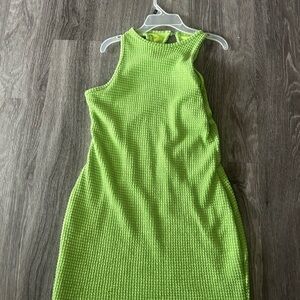 SHEIN Neon Green Textured Mini Dress